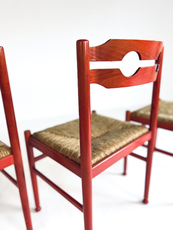 Image 1 of 4X chaises de salle à manger vintage en jonc '70s