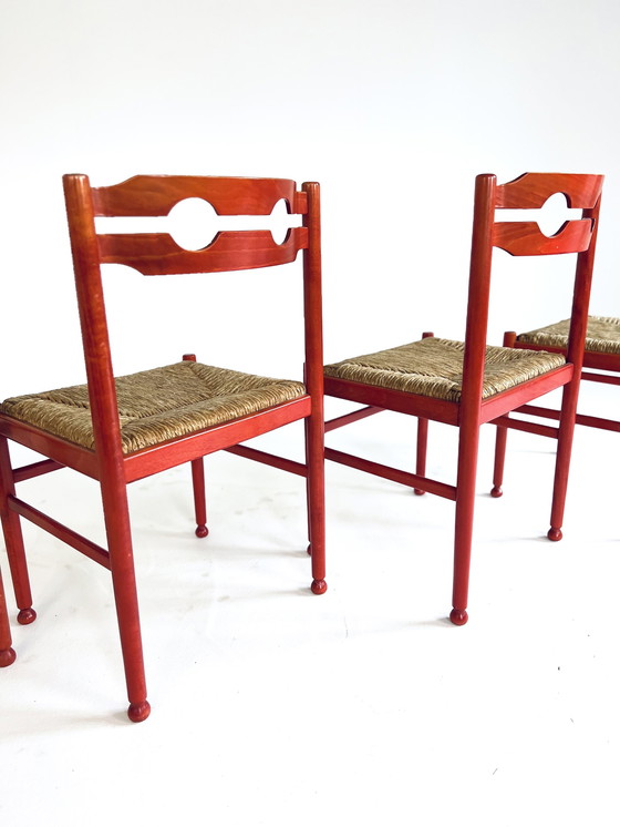 Image 1 of 4X chaises de salle à manger vintage en jonc '70s