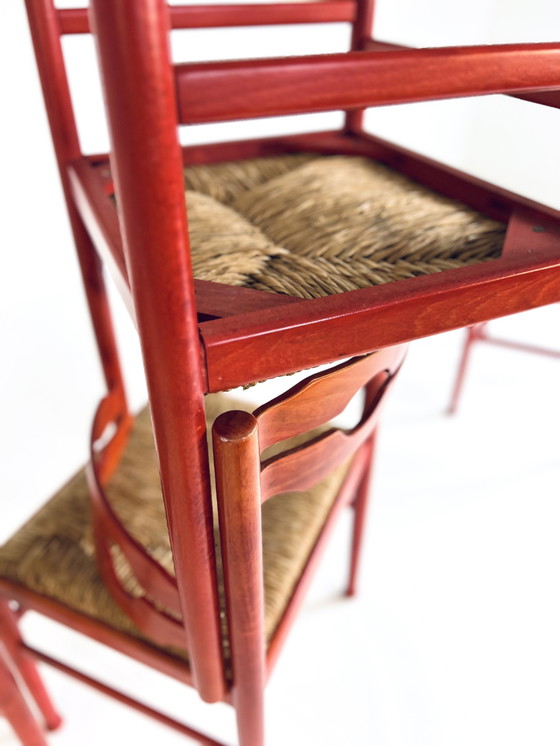 Image 1 of 4X chaises de salle à manger vintage en jonc '70s