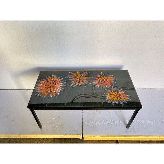 Image 1 of Table basse vintage en céramique grise et acier noir, 1960