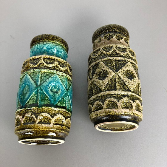 Image 1 of Paire de vases de sol en céramique multicolore de Bay Ceramics, Allemagne 1960