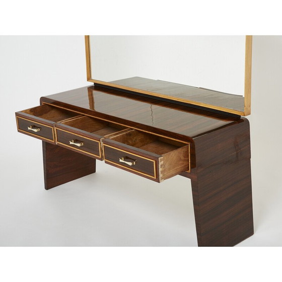 Image 1 of Table de toilette vintage en bois de rose sycomore et laiton par Paolo Buffa, 1940