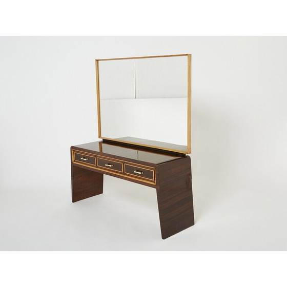 Image 1 of Table de toilette vintage en bois de rose sycomore et laiton par Paolo Buffa, 1940