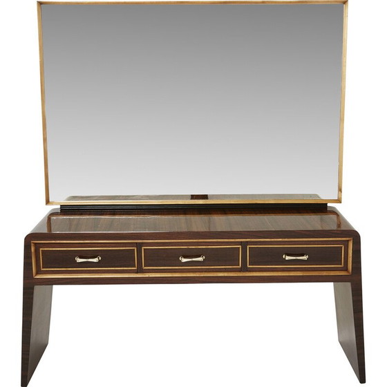 Image 1 of Table de toilette vintage en bois de rose sycomore et laiton par Paolo Buffa, 1940