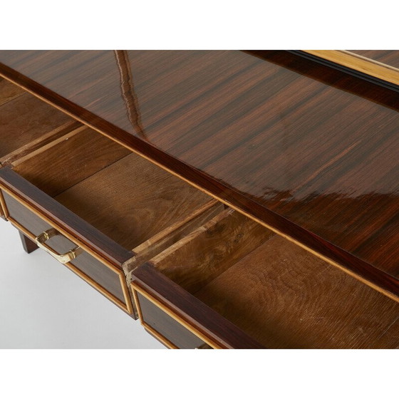 Image 1 of Table de toilette vintage en bois de rose sycomore et laiton par Paolo Buffa, 1940