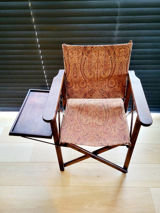 Chaise pliante vintage en bois avec table pliante