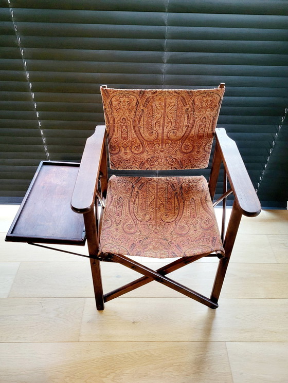 Image 1 of Chaise pliante vintage en bois avec table pliante