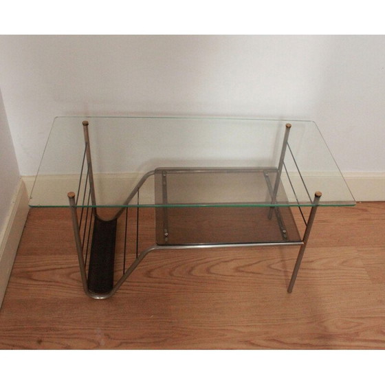 Image 1 of Table basse vintage en métal et verre, 1960