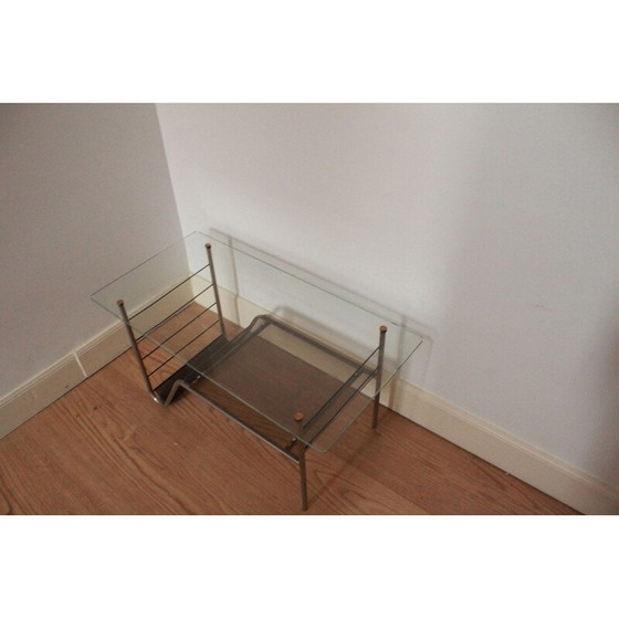 Image 1 of Table basse vintage en métal et verre, 1960