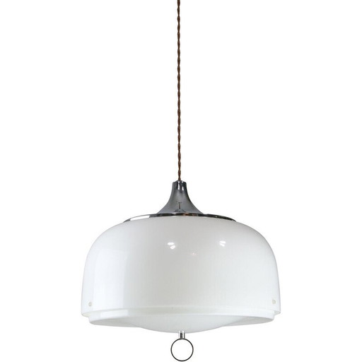 Lampe suspendue vintage blanche Space Age par Guzzini