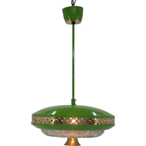 Lampe suspendue vintage en métal par Ludib Bratislava, Tchécoslovaquie 1960