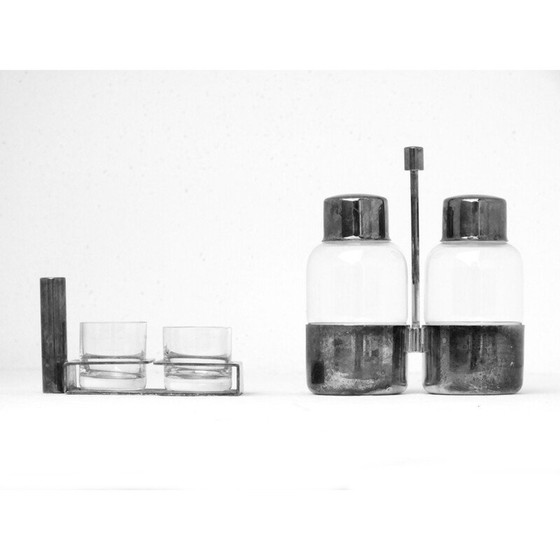 Image 1 of Ensemble de verres à liqueur vintage "toi et moi" en métal argenté, 1930