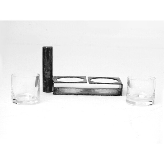 Image 1 of Ensemble de verres à liqueur vintage "toi et moi" en métal argenté, 1930