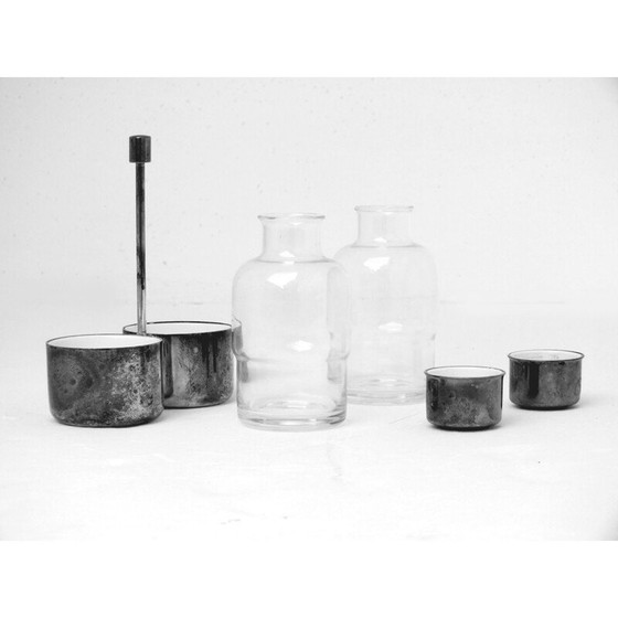 Image 1 of Ensemble de verres à liqueur vintage "toi et moi" en métal argenté, 1930