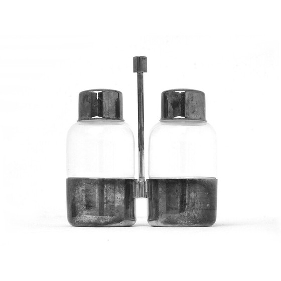 Image 1 of Ensemble de verres à liqueur vintage "toi et moi" en métal argenté, 1930