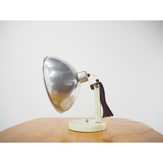 Image 1 of Lampe à main industrielle vintage en chrome et bois, Tchécoslovaquie 1960