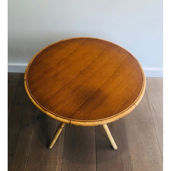 Image 1 of Table basse vintage en rotin et bois, 1970