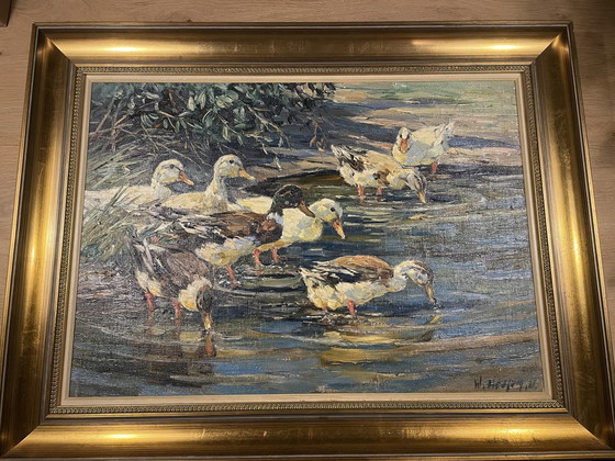 Image 1 of Willy Tiedjen peinture à l'huile Canards