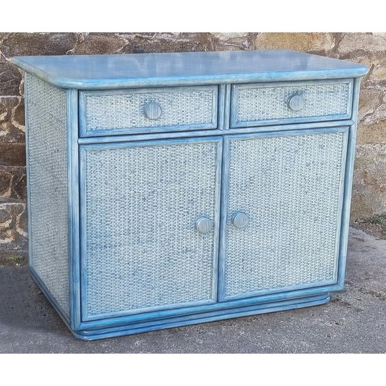 Image 1 of Commode vintage Maugrion en bois et rotin pour Roche Bobois, 1980