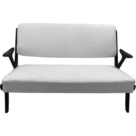 Image 1 of Canapé vintage en bois avec tissu Dedar, années 1950