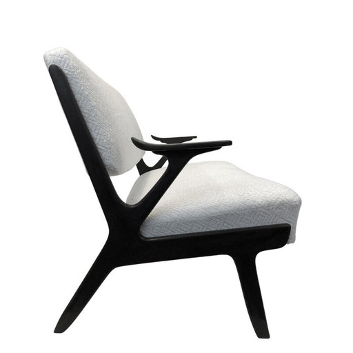 Canapé vintage en bois avec tissu Dedar, années 1950