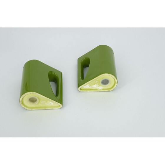 Image 1 of Salière et poivrière vintage en céramique vert olive, 1970