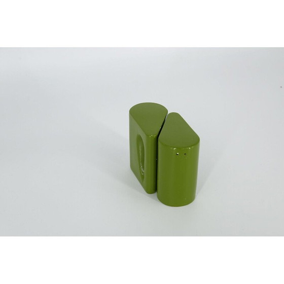 Image 1 of Salière et poivrière vintage en céramique vert olive, 1970