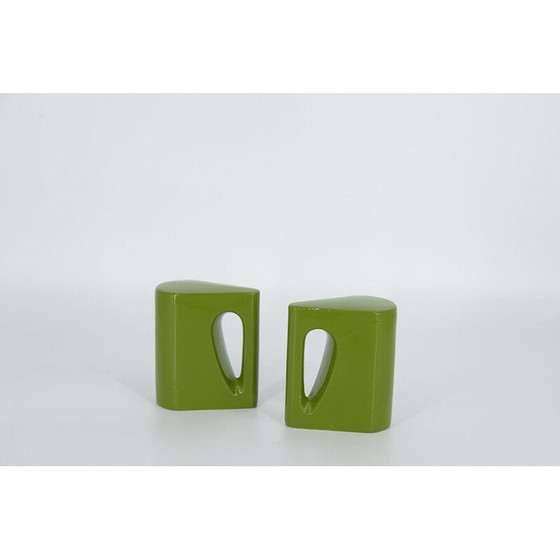 Image 1 of Salière et poivrière vintage en céramique vert olive, 1970