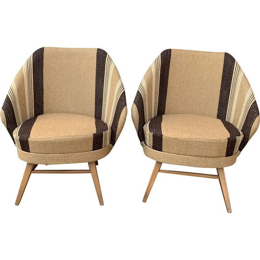 Paire de fauteuils rembourrés du milieu du siècle dernier, années 1950