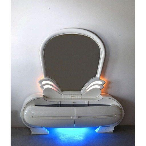 Coiffeuse lumineuse vintage avec miroir de Fonte del Mobile 1970