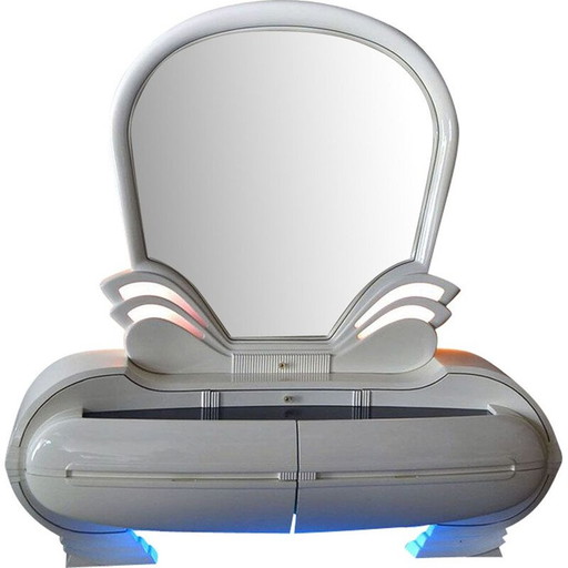 Coiffeuse lumineuse vintage avec miroir de Fonte del Mobile 1970