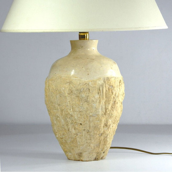 Image 1 of Lampe de table vintage en travertin, 1980