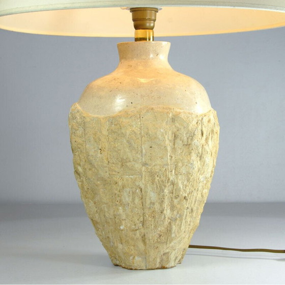 Image 1 of Lampe de table vintage en travertin, 1980