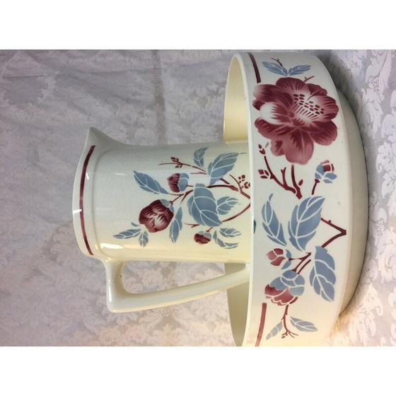 Image 1 of Set de toilette vintage Art Nouveau en faïence blanche, France 1900