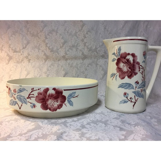 Image 1 of Set de toilette vintage Art Nouveau en faïence blanche, France 1900