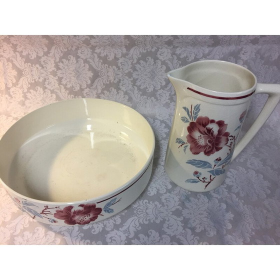 Image 1 of Set de toilette vintage Art Nouveau en faïence blanche, France 1900