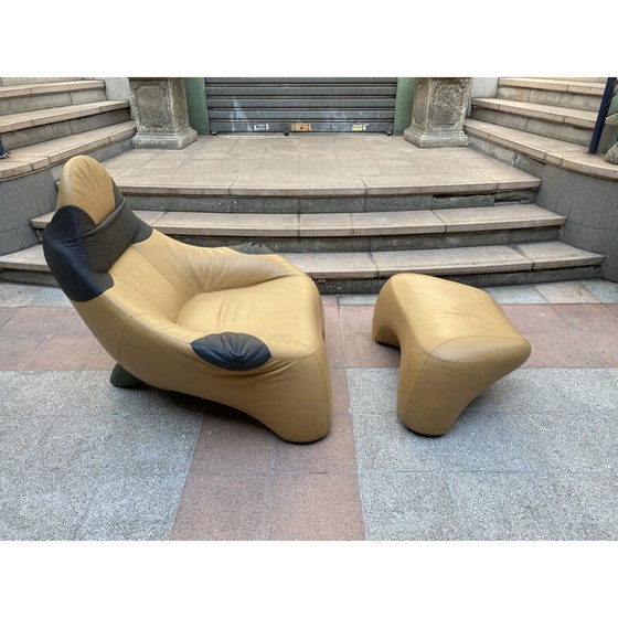Image 1 of Fauteuil et ottoman vintage Marc Sadler par Cassina 1997s