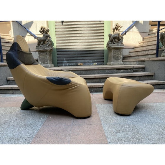 Image 1 of Fauteuil et ottoman vintage Marc Sadler par Cassina 1997s
