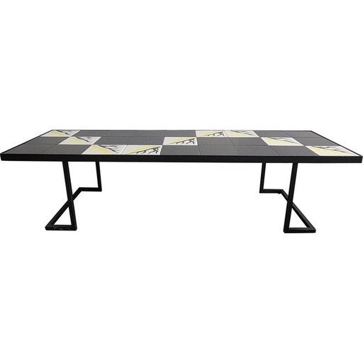 Table basse vintage en métal laqué, 1950