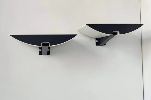 D'Applique Moderniste, Métal Laqué Noir Et Blanc, Italie 1980