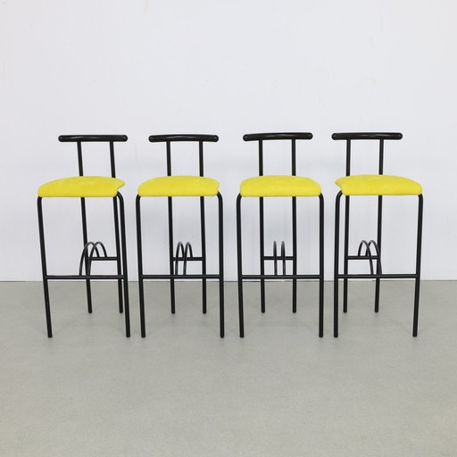 4X Tabouret de bar postmoderne dans le style de Memphis, 1980S