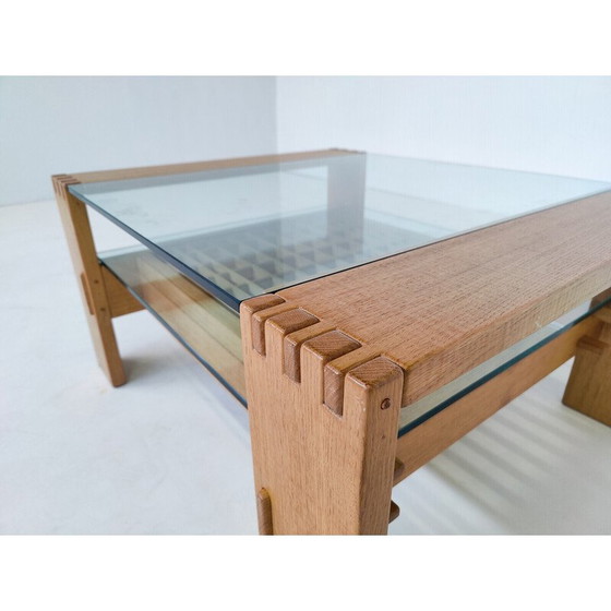 Image 1 of Table basse en bois et verre du milieu du siècle par Guiseppe Rivadossi, Italie années 1950