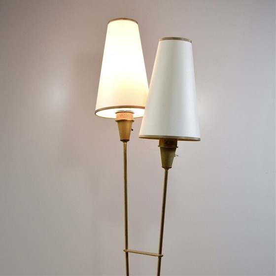 Image 1 of Lampadaire vintage à 2 lumières en laiton par Leuchtenbau Lengefeld Wittig and Schwabe, 1950