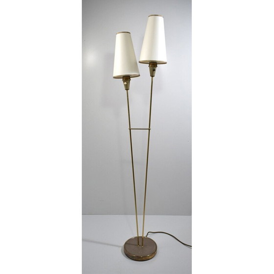 Image 1 of Lampadaire vintage à 2 lumières en laiton par Leuchtenbau Lengefeld Wittig and Schwabe, 1950