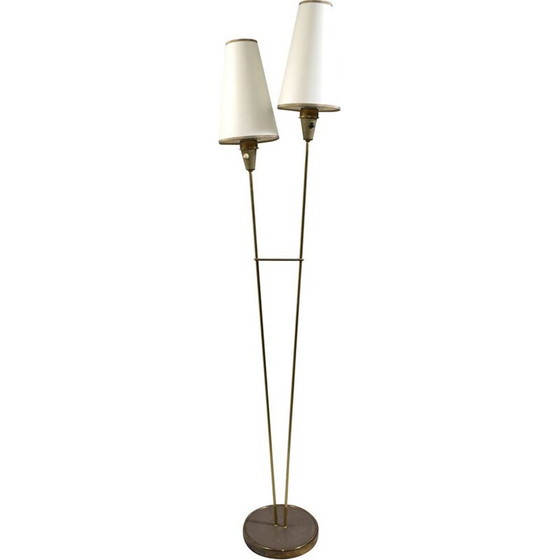 Image 1 of Lampadaire vintage à 2 lumières en laiton par Leuchtenbau Lengefeld Wittig and Schwabe, 1950