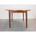 Table de salle à manger ronde à rallonge en teck vintage 1950