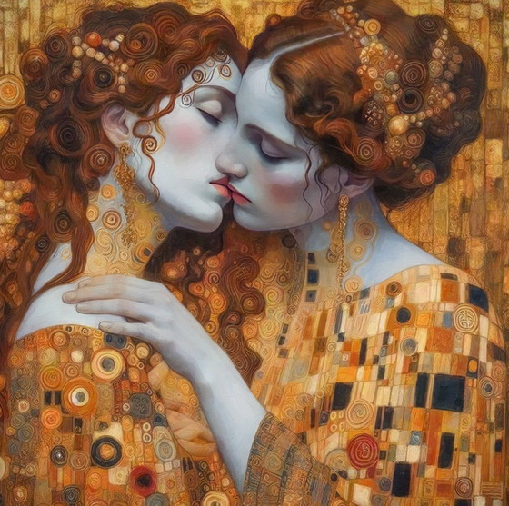 Image 1 of Andrzej Andrychowski (1959) "Kissing Ladies" Xxl