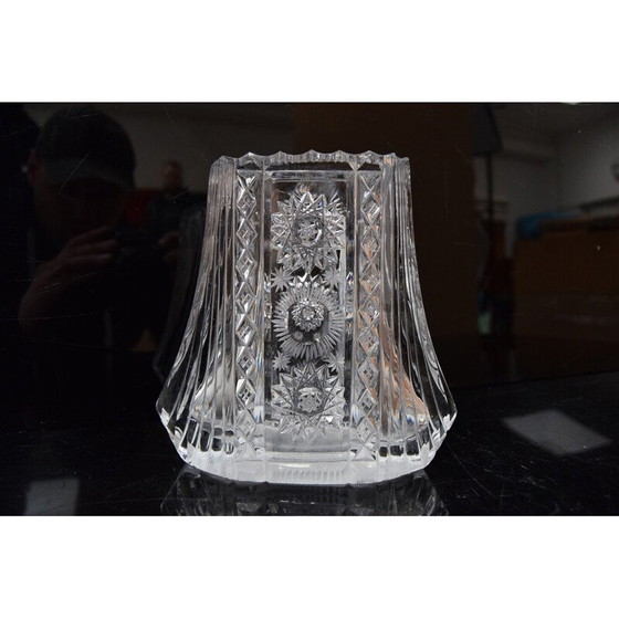 Image 1 of Vase vintage en verre de cristal taillé, années 1960