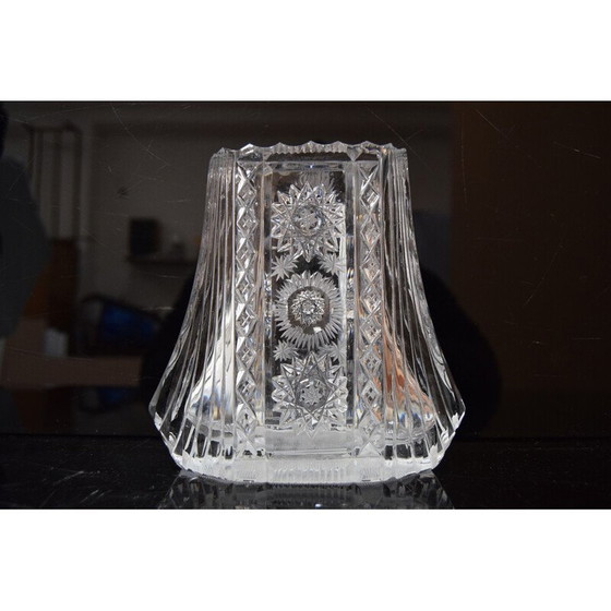 Image 1 of Vase vintage en verre de cristal taillé, années 1960