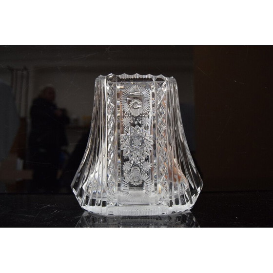 Image 1 of Vase vintage en verre de cristal taillé, années 1960